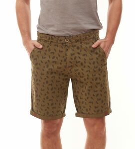 BLEND Herren Chino-Shorts klassische kurze Hose mit Feder-Print Allover 20710128 Oliv Grün