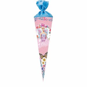 Nestler Schultüte Barbie Feenprinzessin, 70 cm, rund, mit blauem Filzverschluss, Zuckertüte für Schulanfang