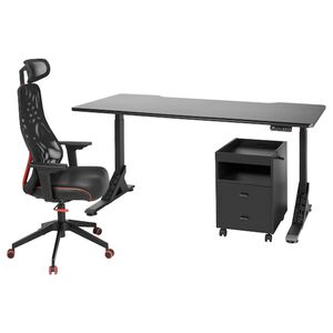 UPPSPEL / MATCHSPEL  Schreibtisch, Stuhl + Schubladenel, schwarz