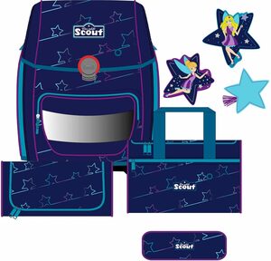 Scout Schulranzen Genius, Blue Star (Set), ent. recyceltes Material (Global Recycled Standard); bluesign® PRODUCT