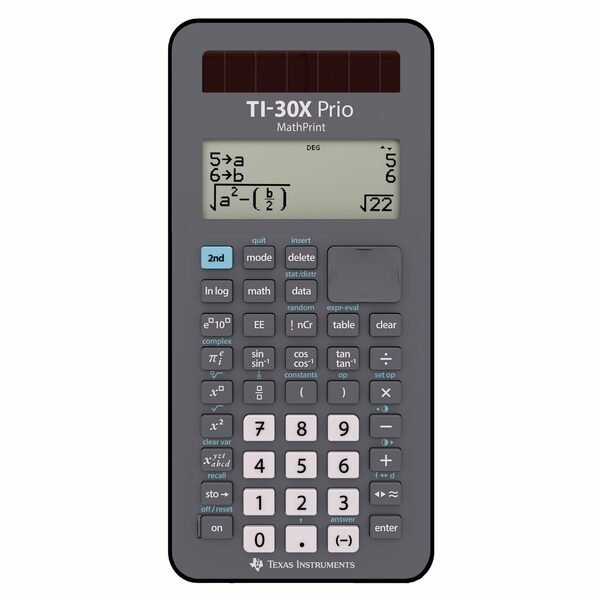 Bild 1 von Texas Instruments Taschenrechner TI-30X Prio MathPrint, Brüche, Quadratwurzeln, Pi, LCD-Display, Batterie/ Solar, Hülle