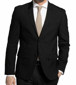 Calvin Klein Herren Anzug-Jacke Woll-Sakko Schlanke und Normale Größen Tate Stretch Wool Schwarz