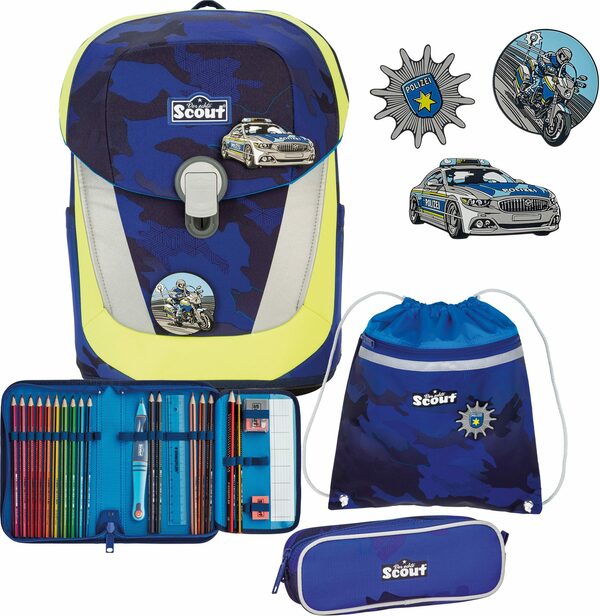 Bild 1 von Scout Schulranzen Sunny II Lightweight, Blue Police (Set), Faser aus recycelten PET-Flaschen