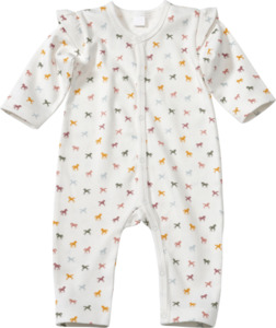 PUSBLU Baby Schlafanzug, Gr. 50/56, aus Bio-Baumwolle, weiß