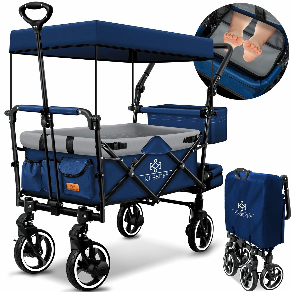 Bild 1 von KESSER Bollerwagen, Bollerwagen Faltbar GTS-9100 mit Dach Handwagen Transportwagen