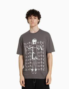 Bershka Oversize-T-Shirt Death Note Mit Print Herren M Grau