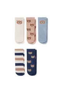 C&A Multipack 5er-Bärchen-Baby-Socken mit Motiv, Blau, Größe: 21-23