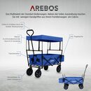 Bild 3 von Arebos Bollerwagen faltbar mit Dach, Handwagen, Transportwagen, Faltwagen (Blau), Maße 117 x 55 x 125 cm