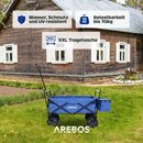 Bild 4 von Arebos Bollerwagen faltbar mit Dach, Handwagen, Transportwagen, Faltwagen (Blau), Maße 117 x 55 x 125 cm