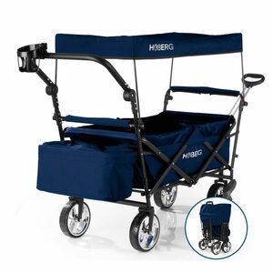 Hoberg Bollerwagen faltbarer Bollerwagen Premium Class inkl. Sonnendach Marineblau