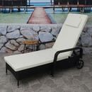 Bild 1 von Poly-Rattan Sonnenliege Cesena, Relaxliege Gartenliege Liege, Alu ~ anthrazit, Kissen beige