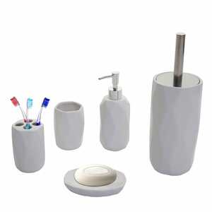 5-teiliges Badset MCW-H88, WC-Garnitur Badezimmerset Badaccessoires, Keramik ~ weiß