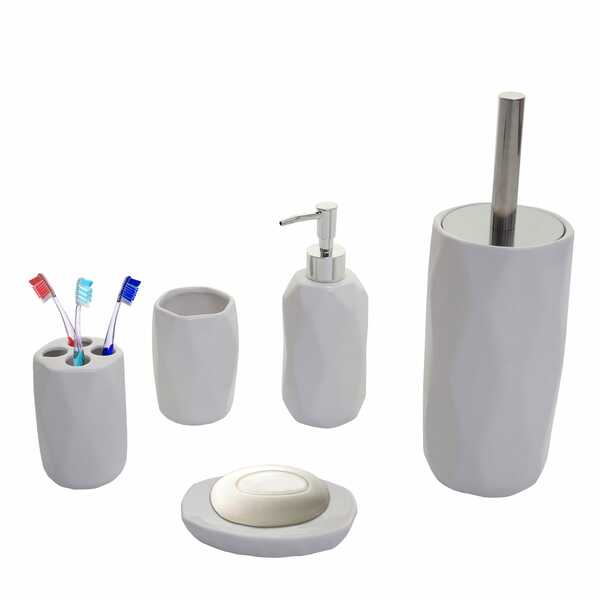 Bild 1 von 5-teiliges Badset MCW-H88, WC-Garnitur Badezimmerset Badaccessoires, Keramik ~ weiß