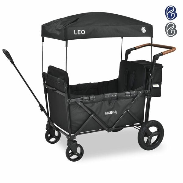 Bild 1 von FableKids Bollerwagen LEO X2Plus mit Dach faltbarer Transportwagen 3 Farben (Stück, Onyx Schwarz)