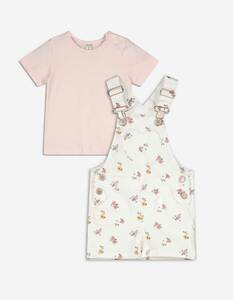 Baby Set aus T-Shirt und Latzhose - Florales Muster