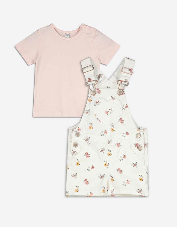Bild 1 von Baby Set aus T-Shirt und Latzhose - Florales Muster