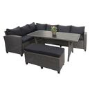 Bild 1 von Poly Rattan Garnitur MCW-E96, Garten-/Lounge-Set Sitzgruppe, Spun Poly halbrundes Rattan ~ grau, Kissen anthrazit