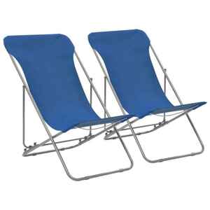 Klappbare Strandstühle 2 Stk.Blau,Stahl und Oxford-Gewebe