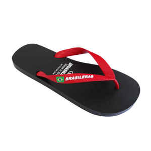 Schwarze und rote Strand-Flip-Flops für Männer mit Gummisohle