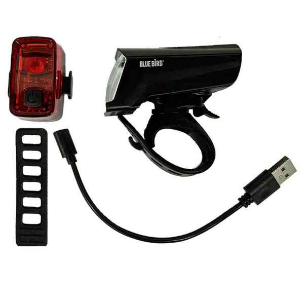 Bild 1 von Fahrradbeleuchtung Set Front-/Rücklicht Bluebird LED 35/15 LUX USB