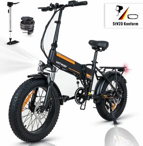HITWAY E-Bike faltbares E-bike 20" x4,0 Fat Tire, 250 W, 12 Ah herausnehmbarer Akku