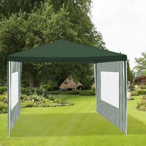 Steckpavillon 3x3m mit 2 Seitenteilen Grün/Weiß