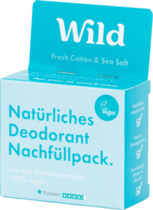 Wild Natürliches Deo - Nachfüllpackung - Fresh Cotton & Sea Salt