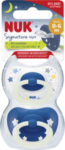 NUK Signature Night Silikon-Schnuller, blau & weiß, 0-6 Monate