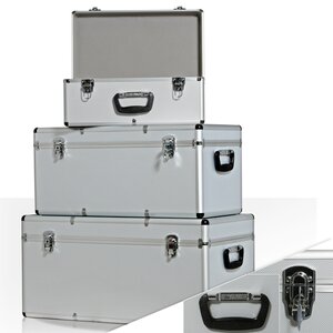 Masko® 3er SET Alu Boxen Alubox Alukiste Transportbox Werkzeugkiste Lagerbox NEU