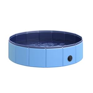 PawHut Hundebadewanne mit Wasserablassventil blau 80 x 20 cm (ØxH) | Hundepool Badewanne Swimmingpool Wasserbecken