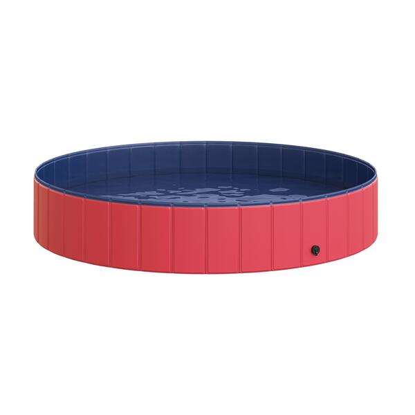 Bild 1 von PawHut Hunde Swimmingpool mit Wasserablassventil rot, blau 160 x 30 cm (ØxH)   Hundebadewanne Badewanne Hundepool Wasserbecken