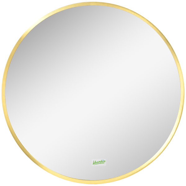 Bild 1 von kleankin Badspiegel, Badezimmerspiegel mit LED-Leuchte, Ø50 cm Wandspiegel mit Memoryfunktion, für Wohnzimmer, Schlafzimmer, IP44, Gold, Alu
