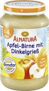 Alnatura Bio Demeter Apfel-Birne mit Dinkelgrieß nach dem 4.Monat 190G