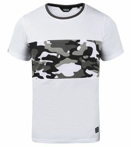 !SOLID SDCallux Herren Baumwoll-Shirt mit Camouflage Color-Block Kurzarm-Shirt 21300024 7900019 Weiß