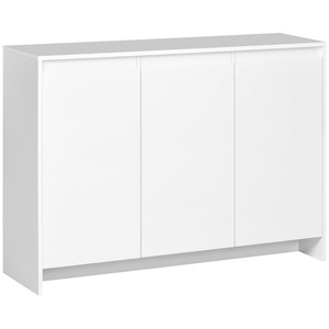 HOMCOM Sideboard Küchenschrank mit 3 Schränken, Aufbewahrungsschrank mit Kabelöffnung, Fernsehschrank für Fernseher bis zu 50", Weiß, 120 x 35 x 85 cm