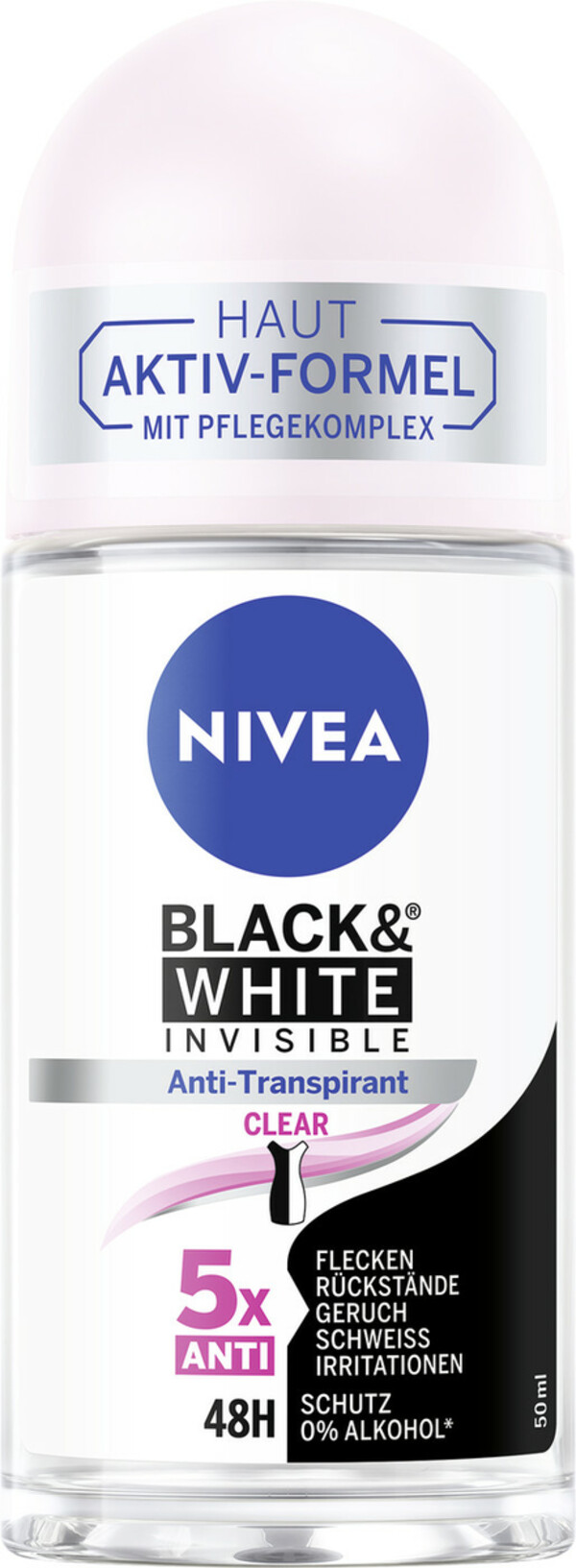 Bild 1 von Nivea Deo Roll-On Invisible Black & White Clear Antitranspirant 48h 50ML