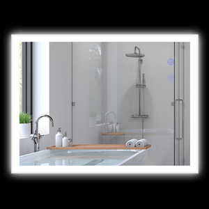 kleankin Badspiegel, Badezimmerspiegel mit LED-Beleuchtung, Lichtspiegel mit Touchschalter, Memory-Funktion, 80 x 60 cm beschlagfreier Wandspiegel mit 3 Lichtfarben, IP44 Wasserdicht