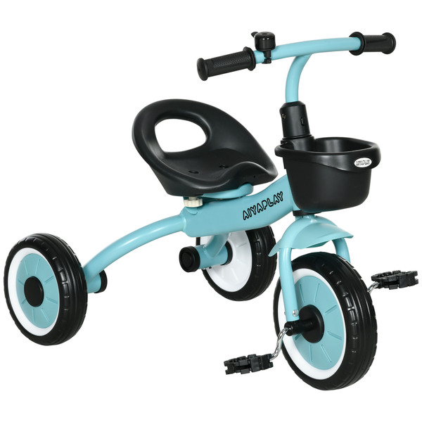 Bild 1 von AIYAPLAY Dreirad, Kinderfahrrad mit verstellbarer Sitz, Laufrad mit Fahrradkorb, Klingel, Kinderrad mit Pedalen, Lauffahrrad für Kinder 2-5 Jahre, Metall, Blau