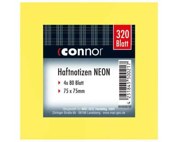 Bild 1 von Connor Haftnotizen-Block 4x neonfarben 75 x 75 mm 4x 80 Blatt