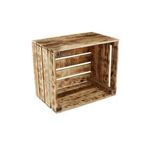 GrandBox Holz-Kiste 50x40x30 cm geflammt Kaminholz-Kiste Wein-Kiste Vintage