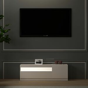 TV Lowboard Weiß mit LED-Leuchten Rechts 1/2 9475