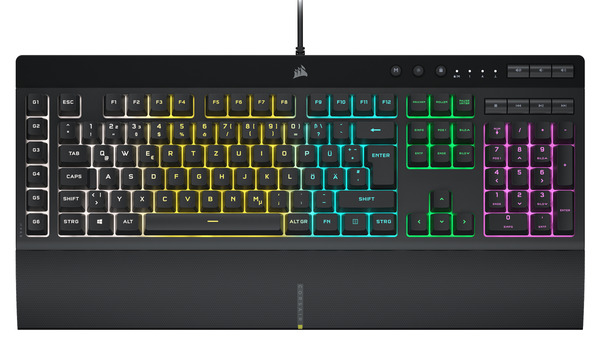 Bild 1 von CORSAIR K55 RGB PRO, Tastatur, Mecha-Membran, Sonstiges, kabelgebunden, Schwarz