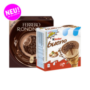 Ferrero Raffaello, Rondnoir, Yogurette oder Kinder Bueno/Chocolate
