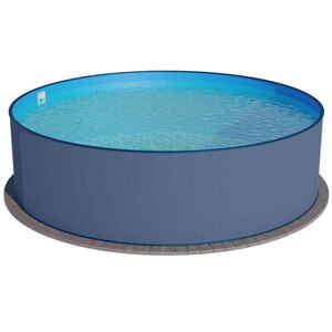 Stahlwandpool rund 400x120 cm, Stahl 0,4 mm anthrazit, Folie 0,4 mm blau