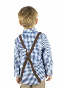 OS-Trachten Trachtenhemd Velmowo Langarm Jungen Hemd Schlupfform mit aufgenähten Hosenträgern