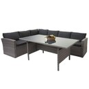 Bild 1 von Poly-Rattan-Garnitur MCW-A29, Gartengarnitur Sitzgruppe Lounge-Esstisch-Set Sofa ~ grau, Kissen grau