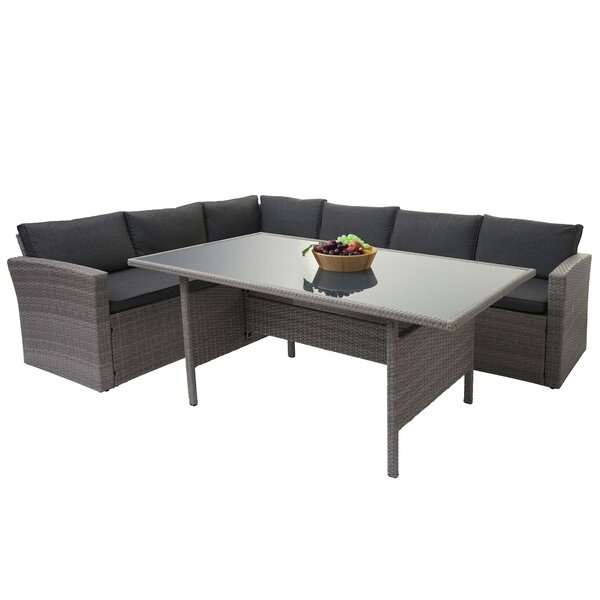 Bild 1 von Poly-Rattan-Garnitur MCW-A29, Gartengarnitur Sitzgruppe Lounge-Esstisch-Set Sofa ~ grau, Kissen grau