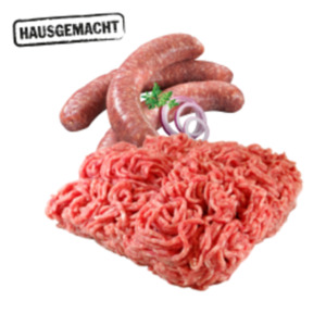 Deutsches frisches Schweine-Hackfleisch, -Mett, Bratwurst grob
