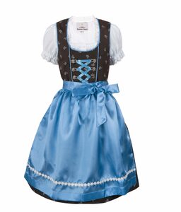 Ramona Lippert Dirndl Kinderdirndl Sophia Mädchen Trachtenkleid braun blau mit Bluse (3-teilig)