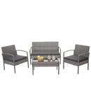 Bild 1 von Poly-Rattan Garnitur MCW-F56, Balkon-/Garten-/Lounge-Set Sitzgruppe ~ grau, Kissen dunkelgrau